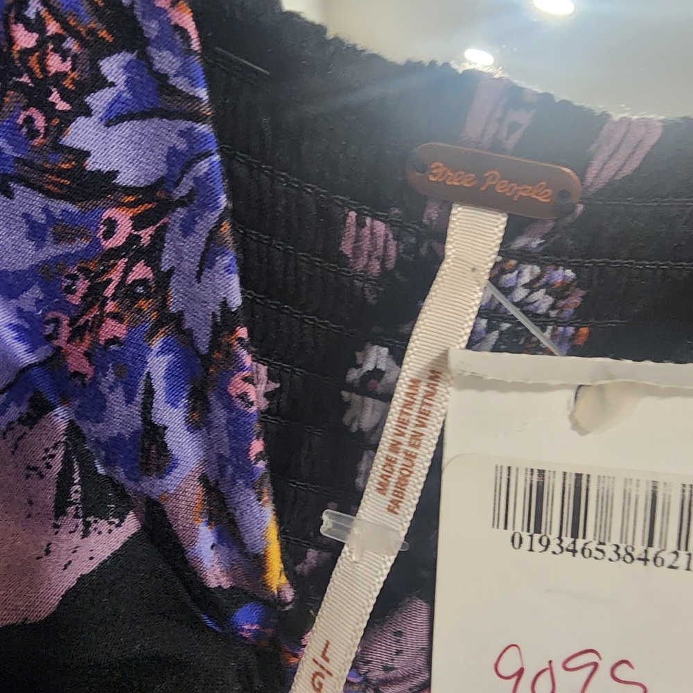 Free People Black Floral Mini Wrap Dress NWT - Picture 8 of 9
